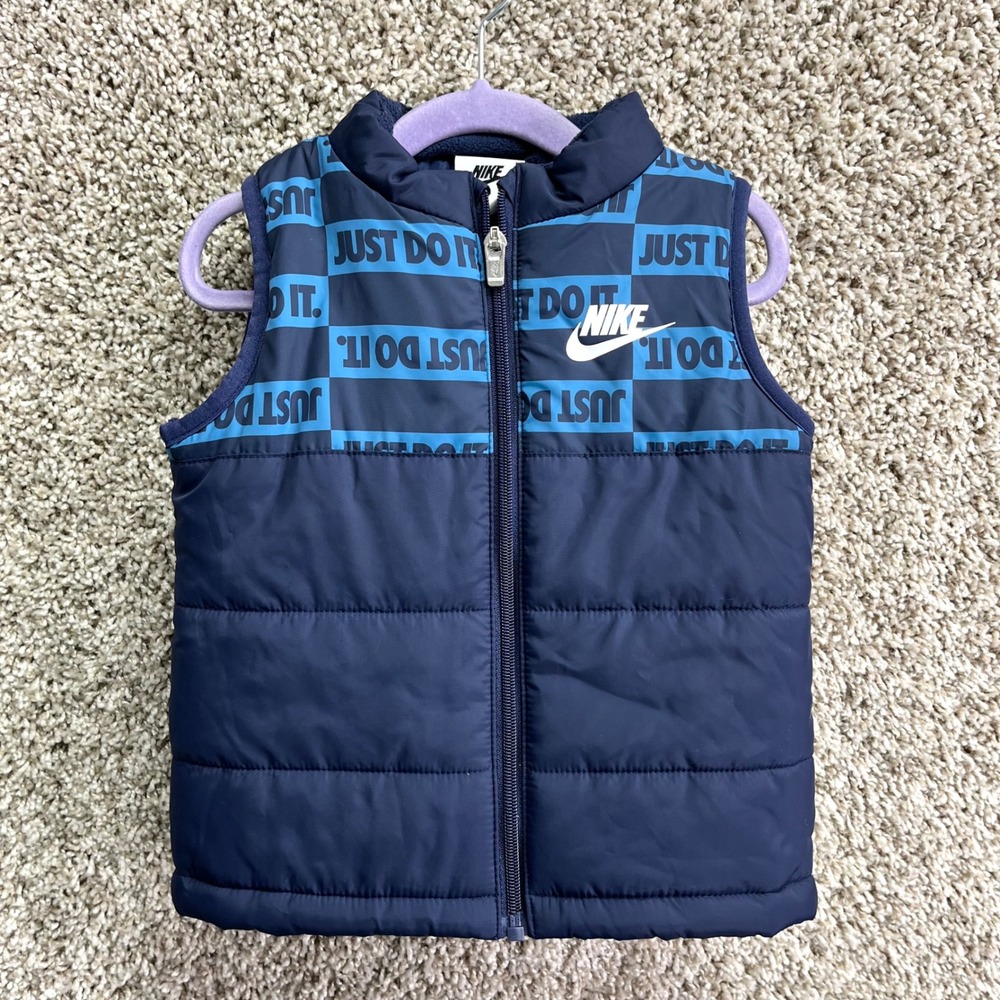Nike Vest Baby 24M Navy Blue‎ Just Do It Logo Zip Up Puffer